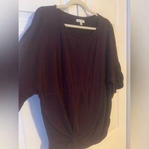 Max Studio Womens Top, Adjustable Drawstring Sleeves, Rich Plum Color, Medium